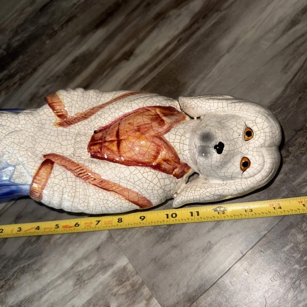 Vintage Crackle Finish Standing Ceramic Dog Statue 14